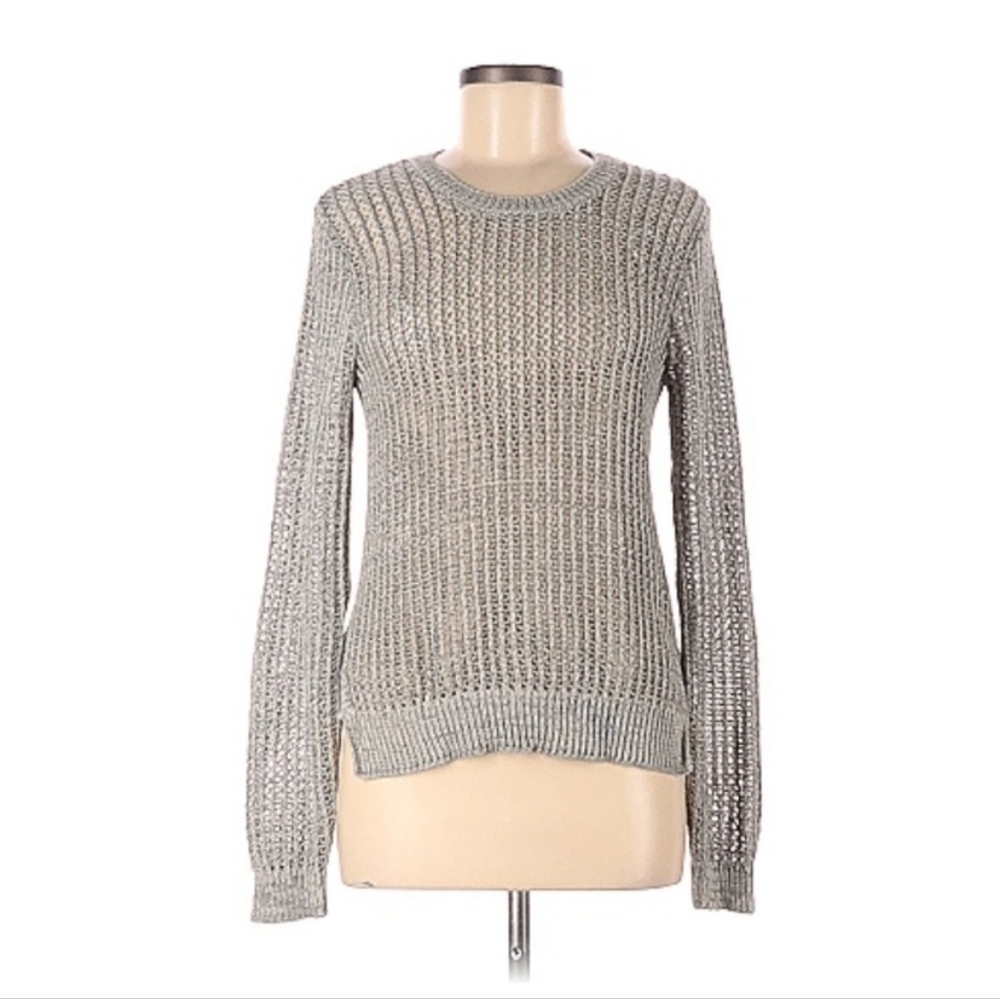 Ladies BCBG open weave sweater silver grey medium